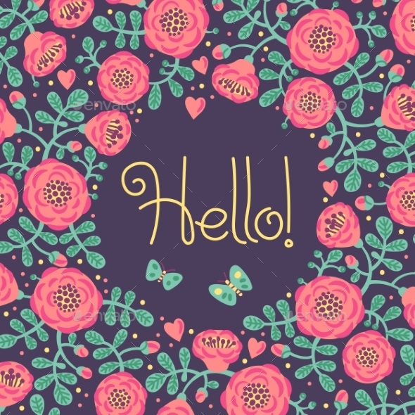 GraphicRiver Vector Floral Card With Frame From Flowers Leaves 11562263 GraphicRiver Vector Floral Card With Frame From Flowers Leaves 11562263