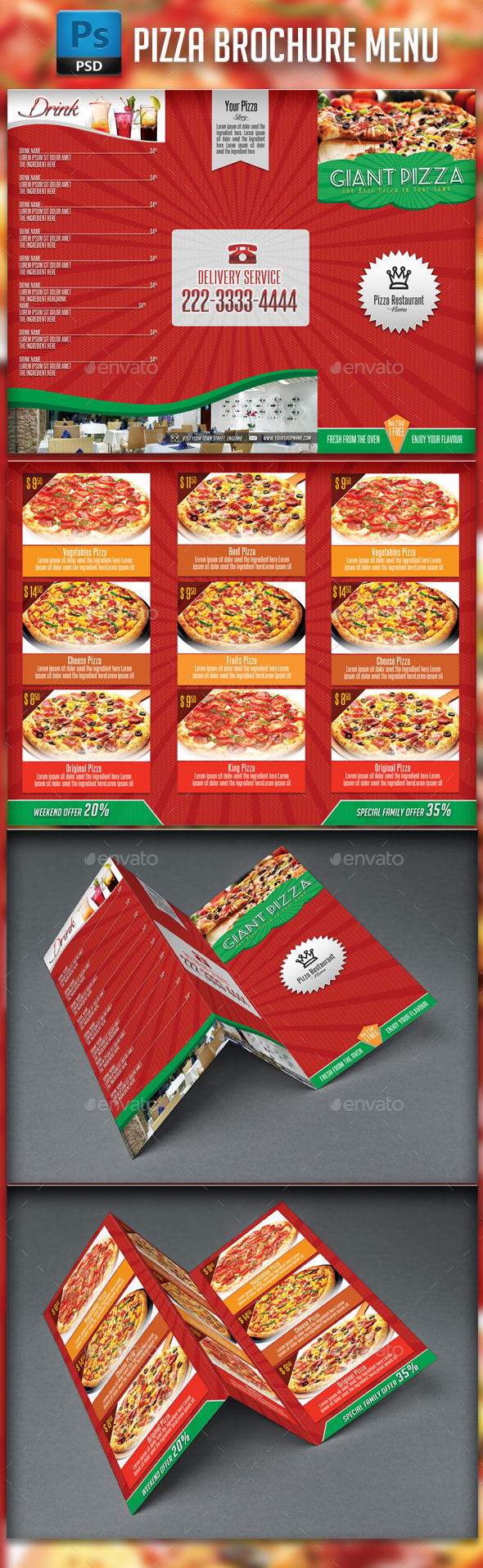 Pizza Menu Brochure Template