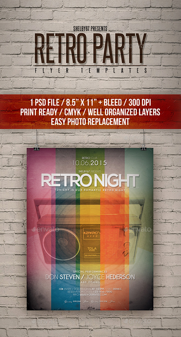 Retro Party Flyer Templates