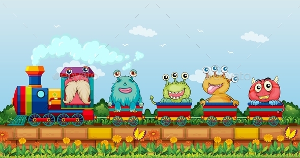 GraphicRiver Monsters and Train 11572247 GraphicRiver Monsters and Train 11572247
