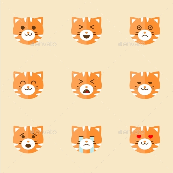 GraphicRiver Vector Icons Of Smiley Cat Faces 11575643 GraphicRiver Vector Icons Of Smiley Cat Faces 11575643
