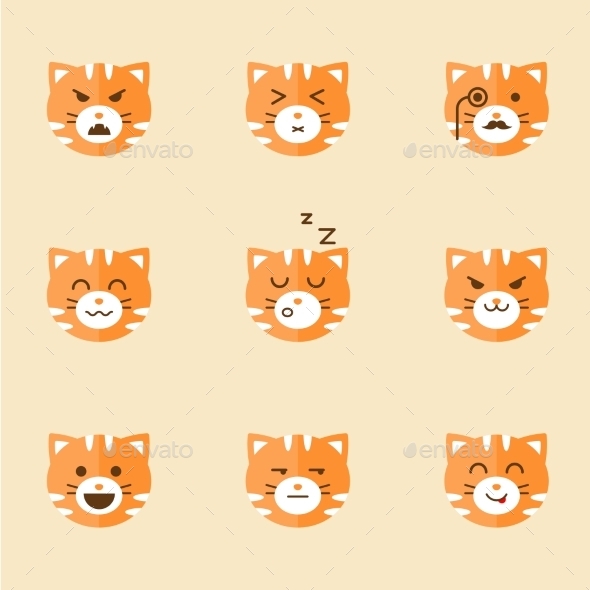 GraphicRiver Vector Icons Of Smiley Cat Faces 11575687 GraphicRiver Vector Icons Of Smiley Cat Faces 11575687
