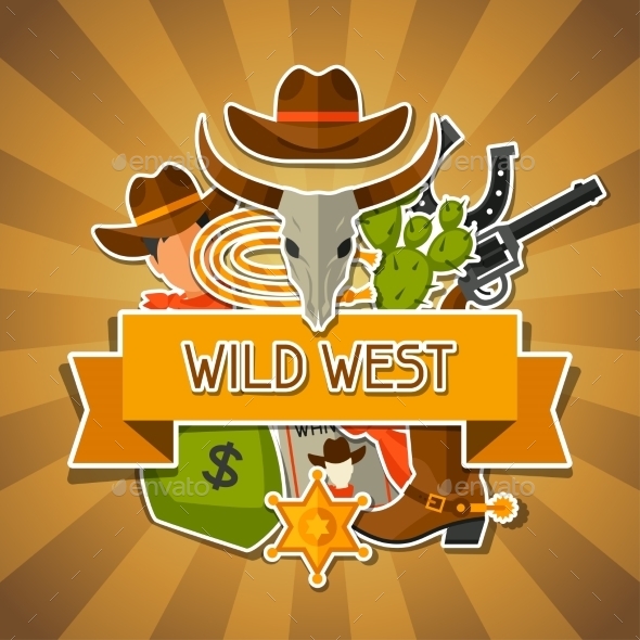 GraphicRiver Wild West Background with Cowboy Objects 11577155 GraphicRiver Wild West Background with Cowboy Objects 11577155