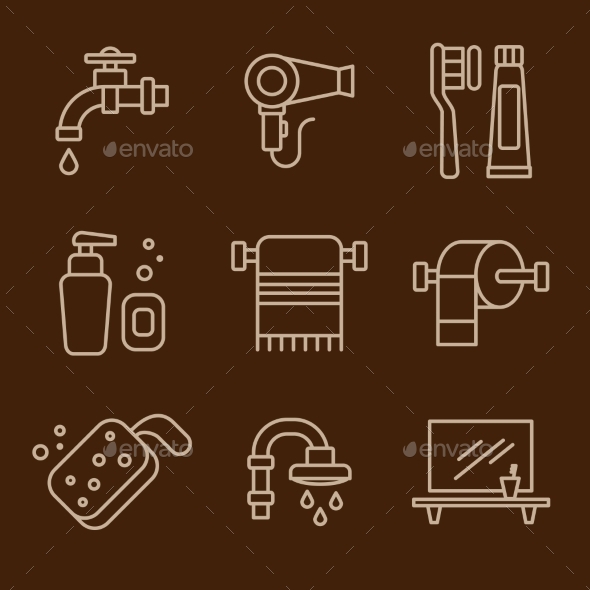 GraphicRiver Set Of Icons Bathroom Vector 11577161 GraphicRiver Set Of Icons Bathroom Vector 11577161