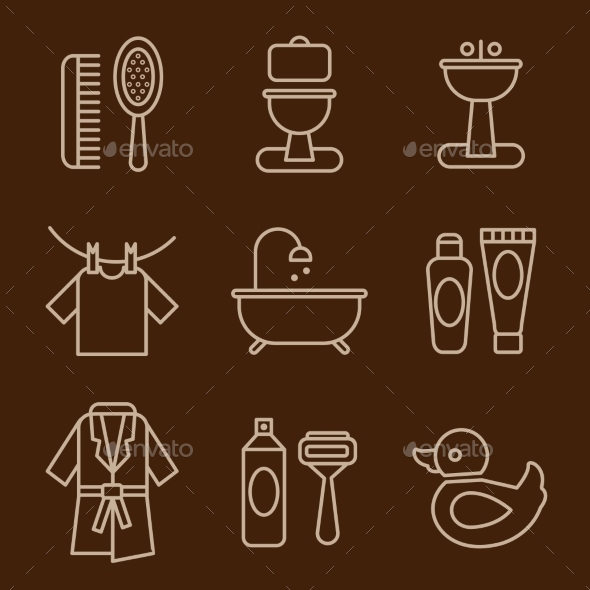 GraphicRiver Set Of Icons Bathroom Vector 11577165 GraphicRiver Set Of Icons Bathroom Vector 11577165