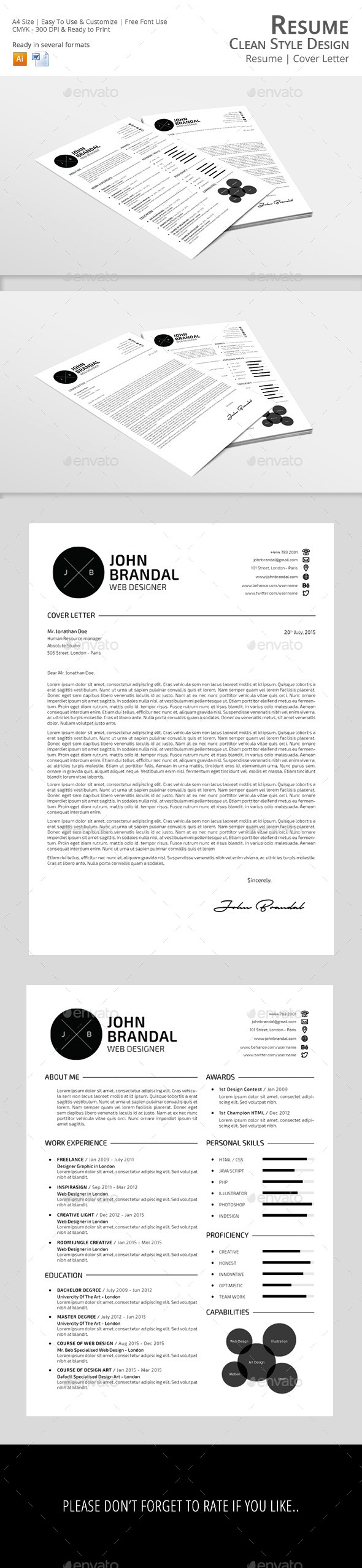 GraphicRiver Clean Style Design Resume 11577736 GraphicRiver Clean Style Design Resume 11577736