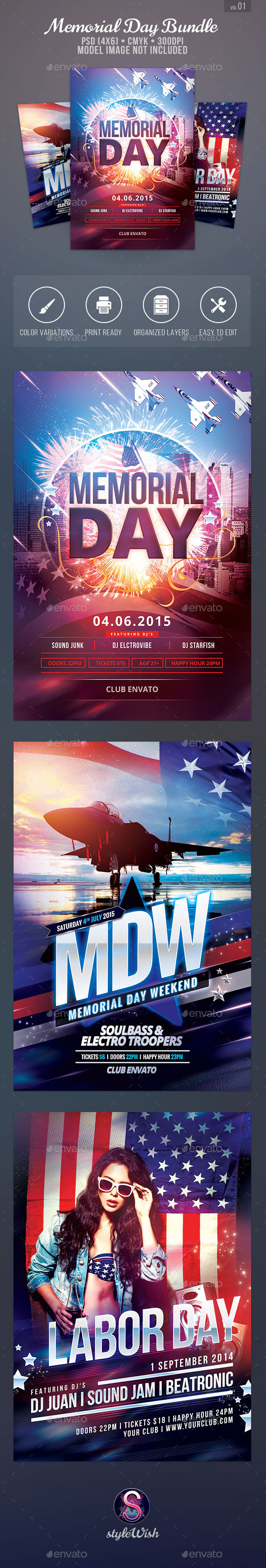 GraphicRiver Memorial Day Flyer Bundle 11579521 GraphicRiver Memorial Day Flyer Bundle 11579521