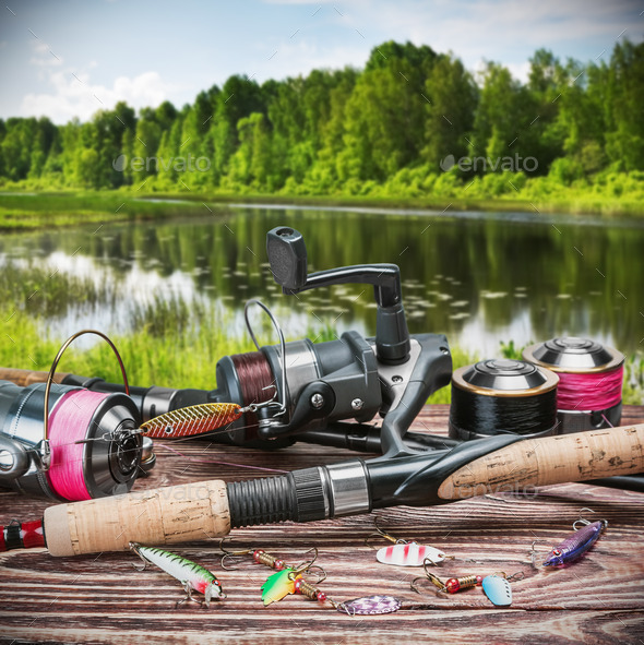 fishing tackle and accessories on the table