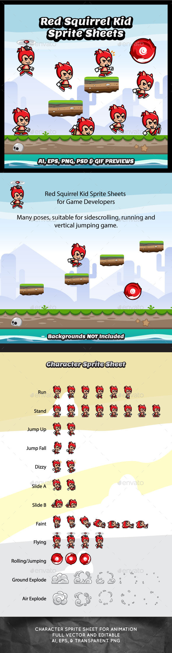 GraphicRiver Red Squirrel Kid Game Character Sprite Sheets 11580591 GraphicRiver Red Squirrel Kid Game Character Sprite Sheets 11580591