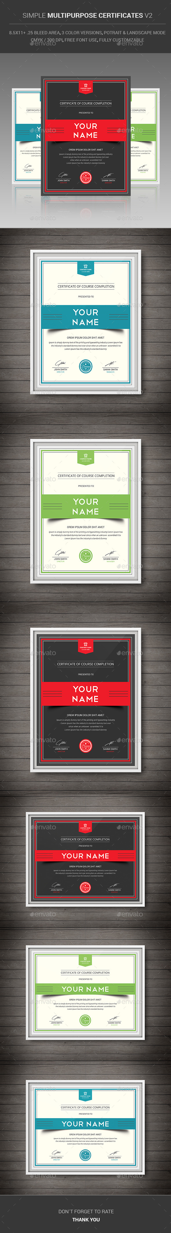 GraphicRiver Simple Multipurpose Certificates v2 11581171 GraphicRiver Simple Multipurpose Certificates v2 11581171