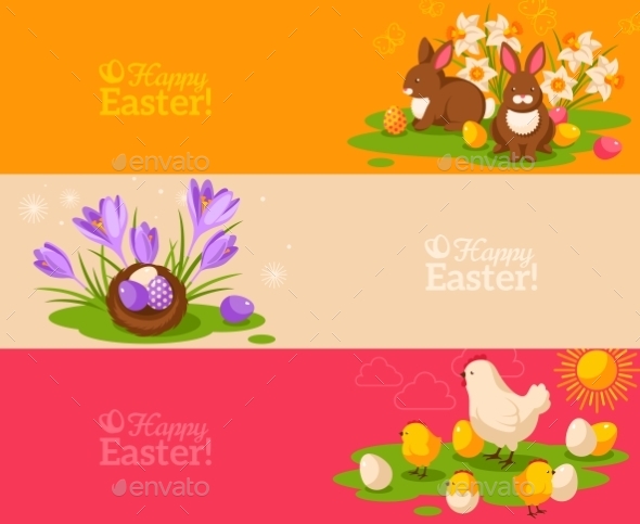GraphicRiver Vintage Happy Easter Banners Set 11582779 GraphicRiver Vintage Happy Easter Banners Set 11582779