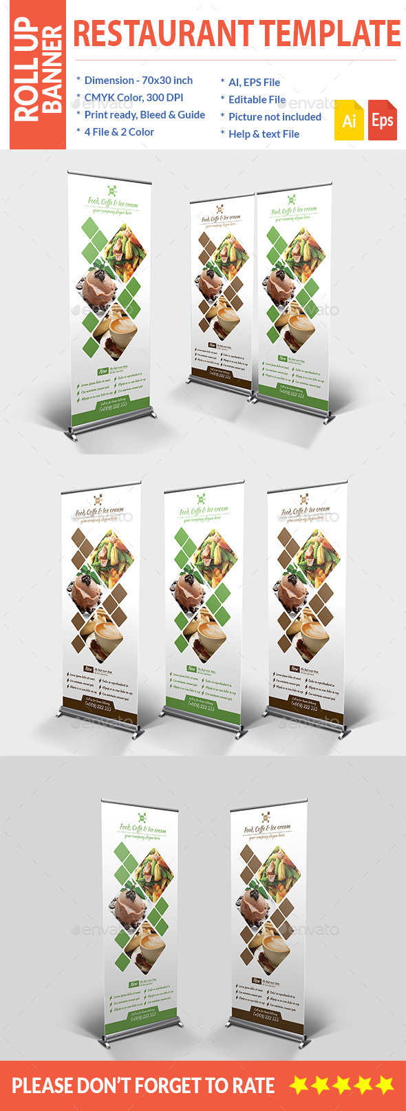 GraphicRiver Food Roll up Banner 11585444 GraphicRiver Food Roll up Banner 11585444