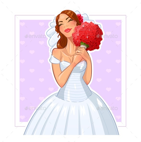 GraphicRiver Bride with Bunch of Roses 11586513 GraphicRiver Bride with Bunch of Roses 11586513