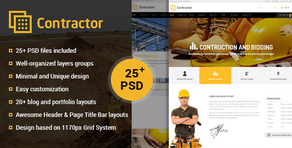 Contractor - Construction, Building Company PSD