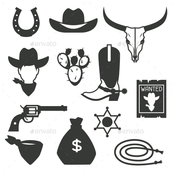 GraphicRiver Wild West Cowboy Objects 11587369 GraphicRiver Wild West Cowboy Objects 11587369