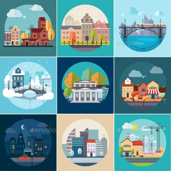 GraphicRiver Set of Different Landscapes 11588147 GraphicRiver Set of Different Landscapes 11588147