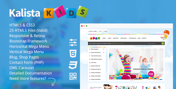 Kalista - Kids, Toys Store Responsive Site Template