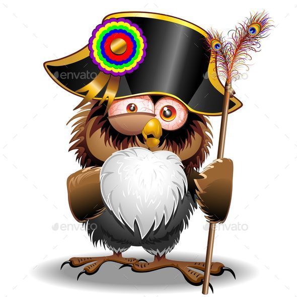 GraphicRiver Crazy Owl Cartoon Bonaparte 11603498 GraphicRiver Crazy Owl Cartoon Bonaparte 11603498