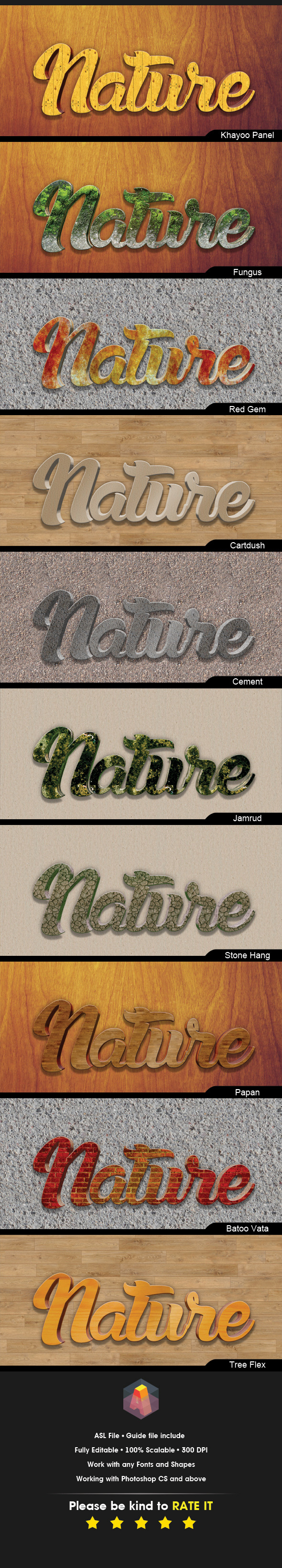 3D Text Effects Nature Styles