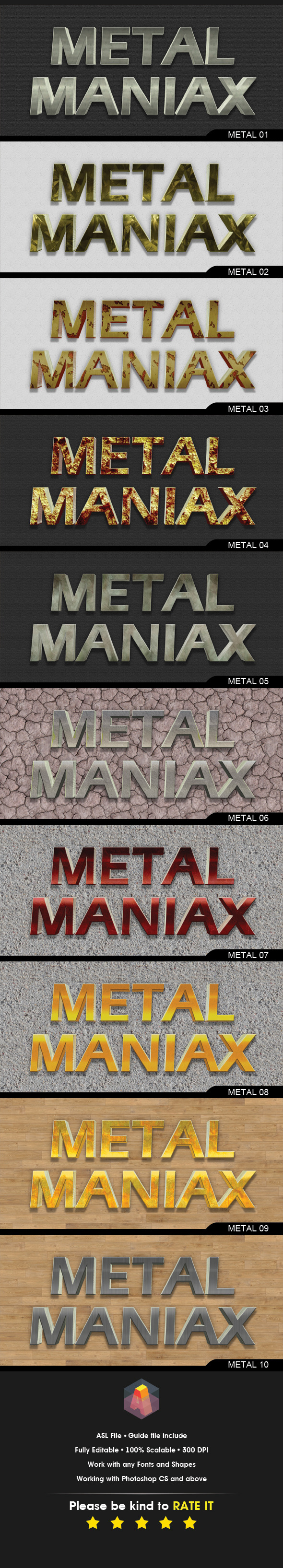 3D Metal Iron Text Styles