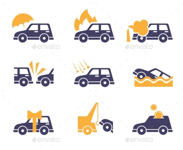 GraphicRiver Car Insurance Icons In Flat Style 11606977 GraphicRiver Car Insurance Icons In Flat Style 11606977