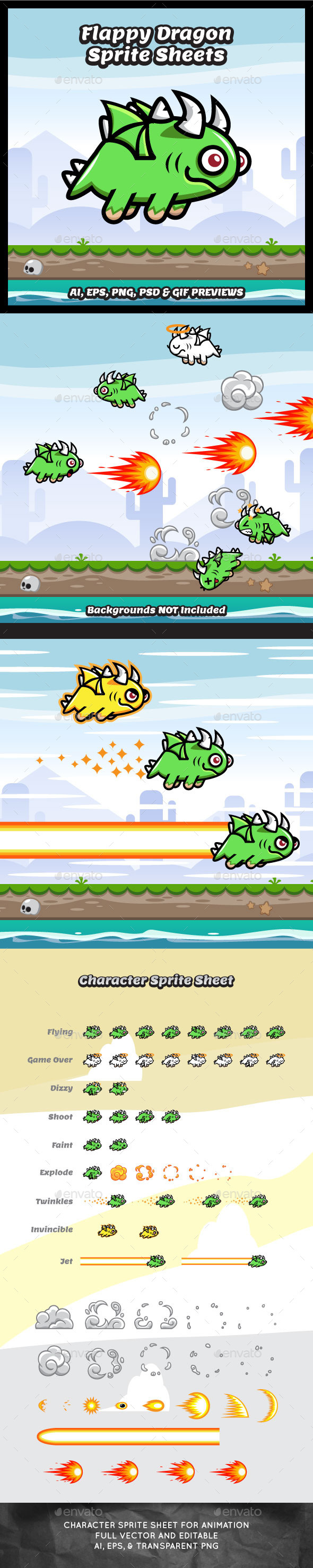 GraphicRiver Flappy Dragon Game Character Sprite Sheets 11608042 GraphicRiver Flappy Dragon Game Character Sprite Sheets 11608042