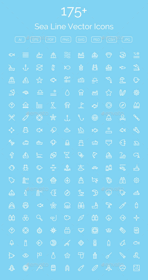 GraphicRiver 175& Sea Line Vector Icons 11608267 GraphicRiver 175& Sea Line Vector Icons 11608267