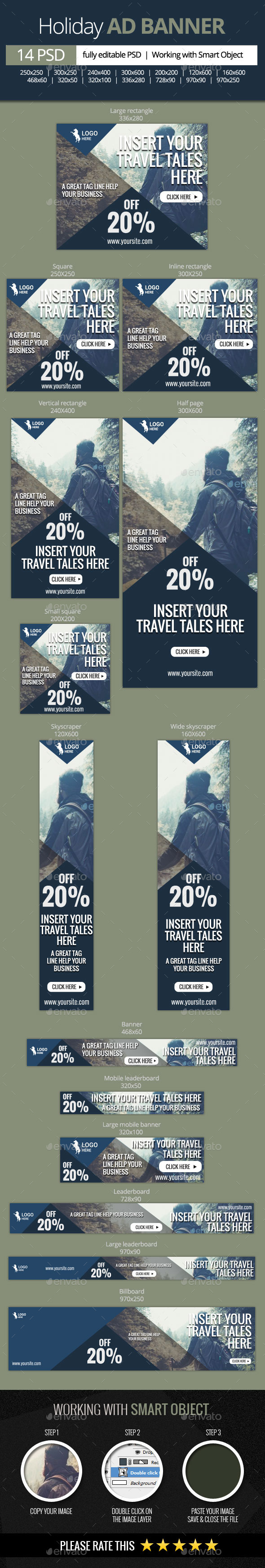 GraphicRiver Holiday Vacations Web Banners 11609513 GraphicRiver Holiday Vacations Web Banners 11609513