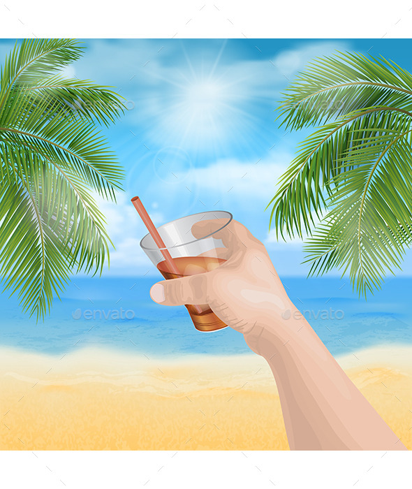 GraphicRiver Man s Hand Holding a Glass on the Beach 11609542 GraphicRiver Man s Hand Holding a Glass on the Beach 11609542