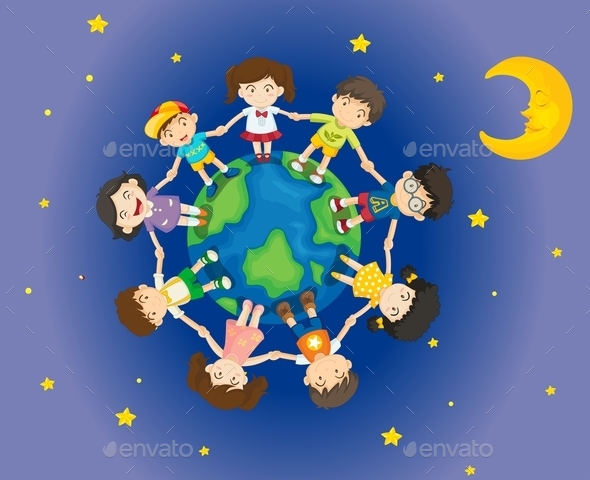 GraphicRiver Kids Surrounding the Earth 11611075 GraphicRiver Kids Surrounding the Earth 11611075