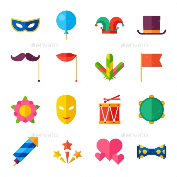 GraphicRiver Celebration Carnival Set of Flat Icons 11612356 GraphicRiver Celebration Carnival Set of Flat Icons 11612356