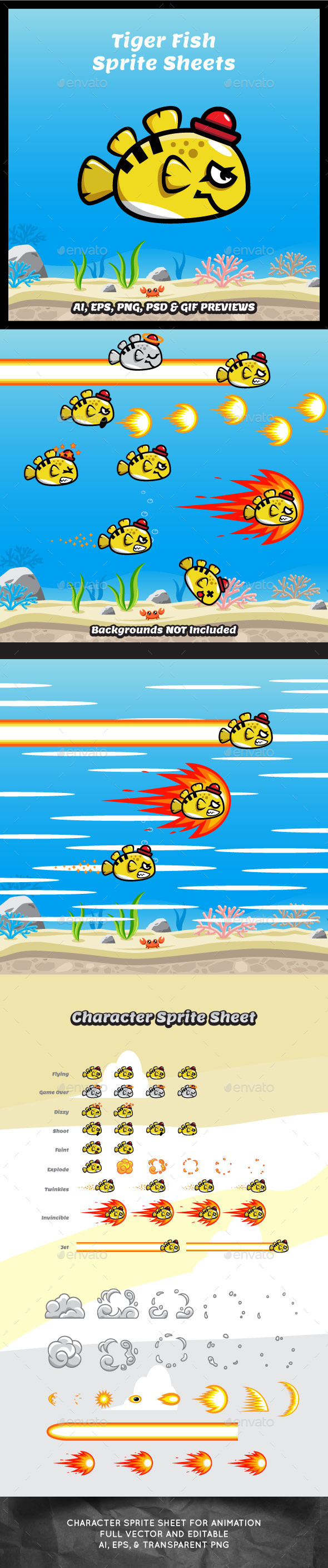 GraphicRiver Tiger Fish Game Character Sprite Sheets 11612687 GraphicRiver Tiger Fish Game Character Sprite Sheets 11612687