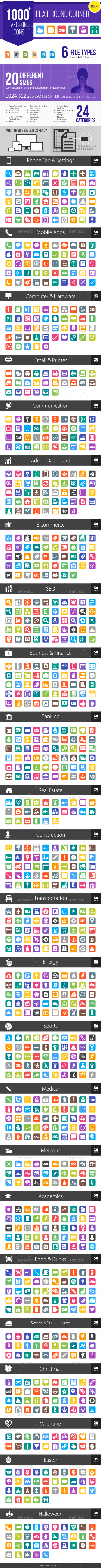 GraphicRiver 1000& Flat Round Corner Vector Icons 11613815 GraphicRiver 1000& Flat Round Corner Vector Icons 11613815