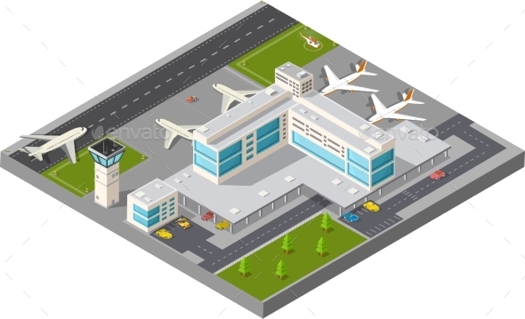 GraphicRiver Isometric City Airport 11614181 GraphicRiver Isometric City Airport 11614181