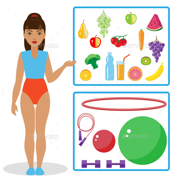 GraphicRiver Healthy Diet and Equipment for Fitness 11620559 GraphicRiver Healthy Diet and Equipment for Fitness 11620559