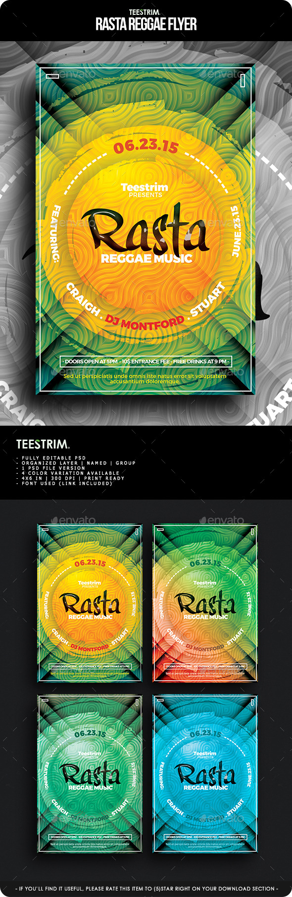 GraphicRiver Rasta Reggae Flyer Template 11621709 GraphicRiver Rasta Reggae Flyer Template 11621709