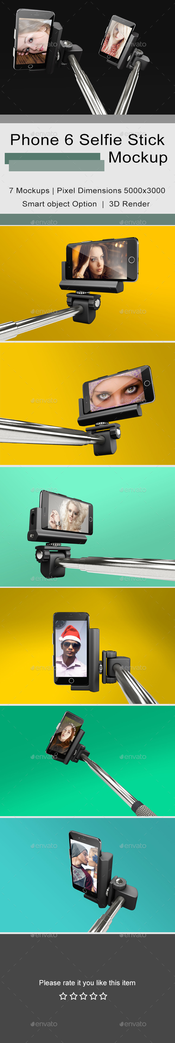 Phone 6 Selfie Stick Mockup 2