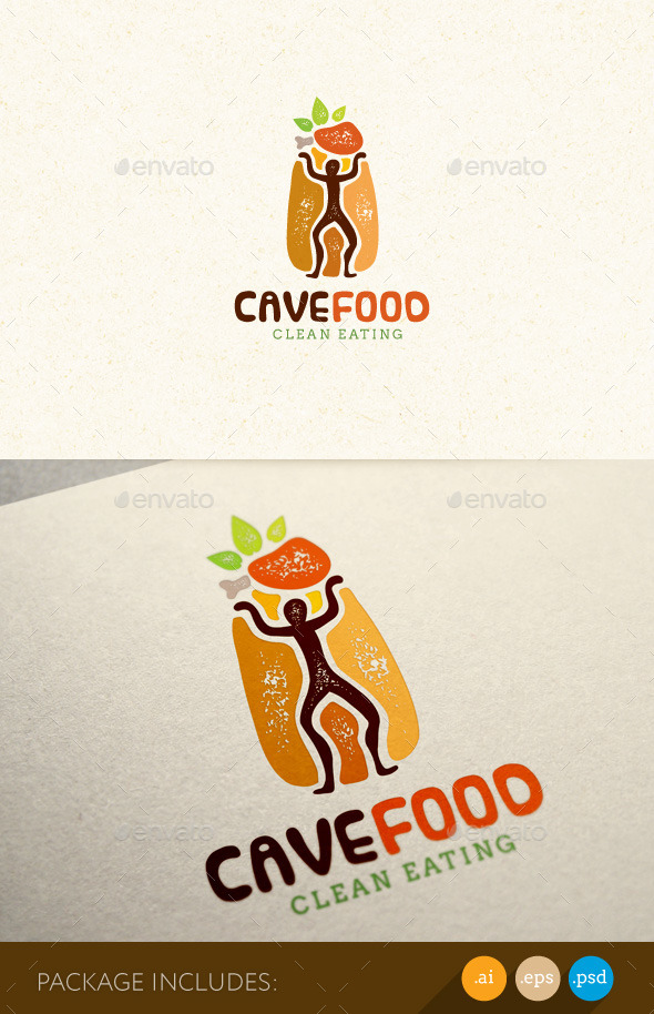 Paleo Food Eat Clean Diet Logo Concept