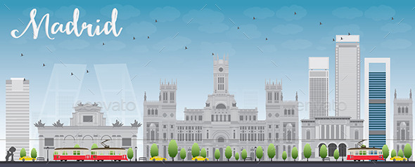 GraphicRiver Madrid Skyline with Grey Buildings and Blue Sky 11626619 GraphicRiver Madrid Skyline with Grey Buildings and Blue Sky 11626619