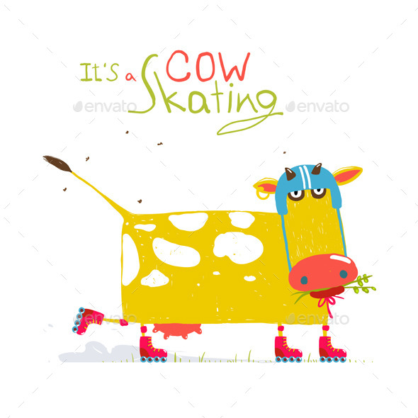 GraphicRiver Cartoon Roller Skating Cow Wearing Helmet for Kids 11626794 GraphicRiver Cartoon Roller Skating Cow Wearing Helmet for Kids 11626794