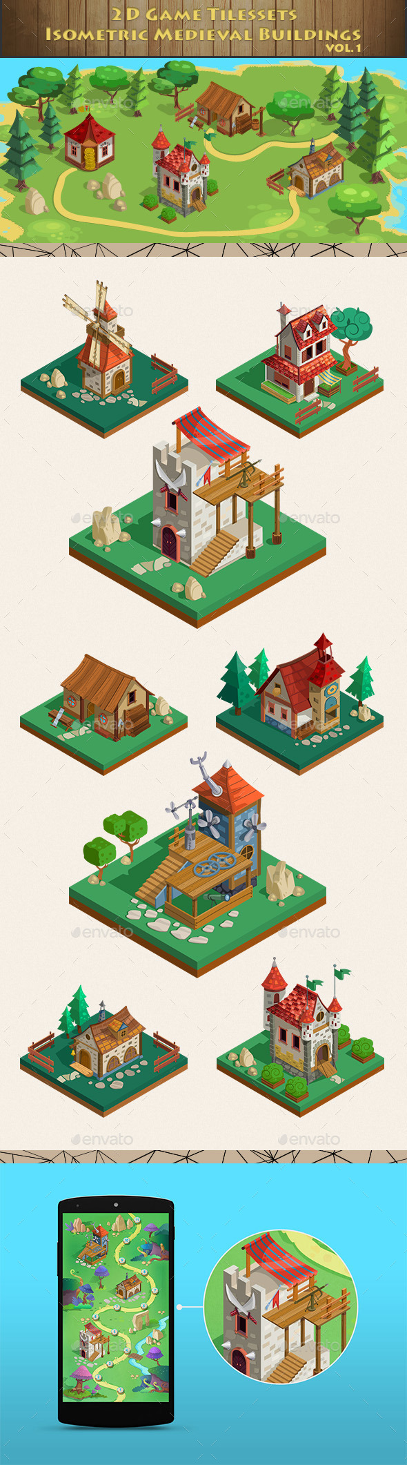 GraphicRiver Isometric Game Asset Medieval Buildings Vol 1 11603358 GraphicRiver Isometric Game Asset Medieval Buildings Vol 1 11603358