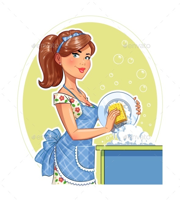 GraphicRiver Girl Washing Plate 11628659 GraphicRiver Girl Washing Plate 11628659