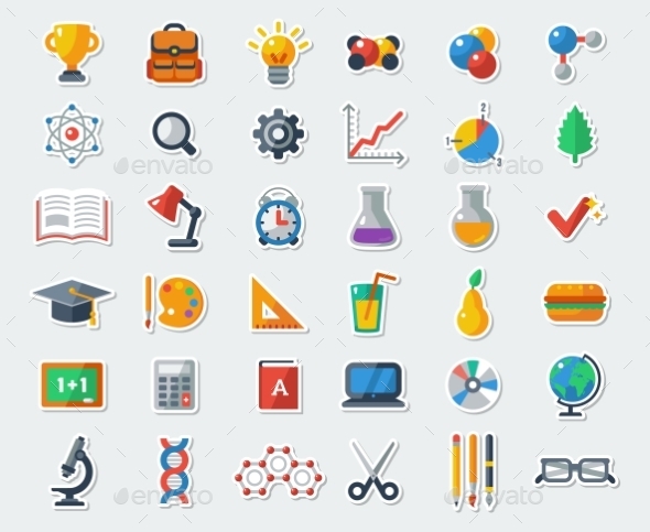 GraphicRiver Flat School Icons 11629389 GraphicRiver Flat School Icons 11629389