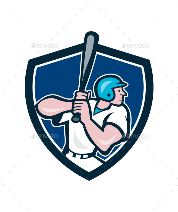 GraphicRiver Baseball Player Batting Shield Cartoon 11630986 GraphicRiver Baseball Player Batting Shield Cartoon 11630986