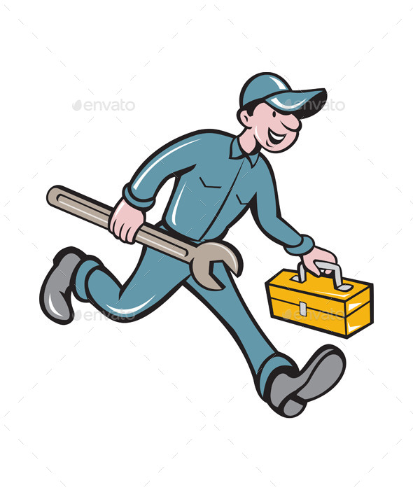 GraphicRiver Mechanic Carrying Toolbox Cartoon 11631026 GraphicRiver Mechanic Carrying Toolbox Cartoon 11631026