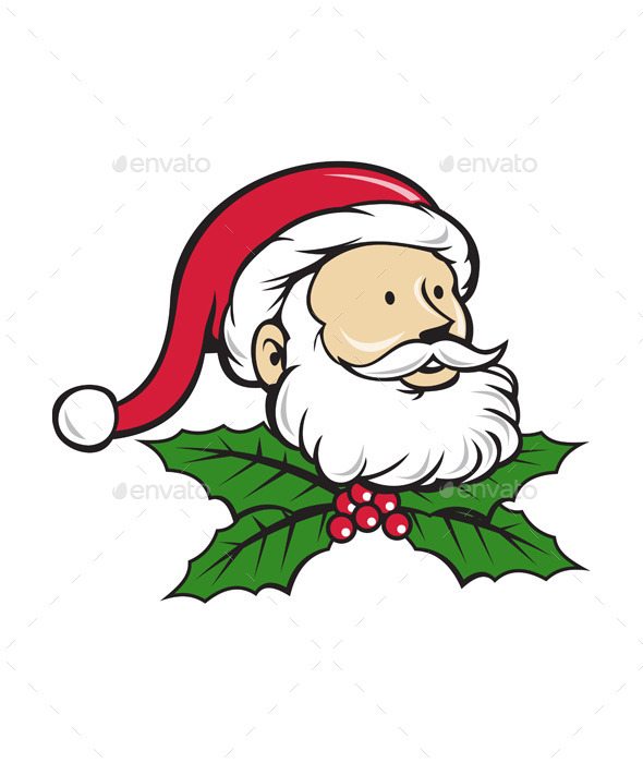 GraphicRiver Santa Claus Head with Christmas Holly Cartoon 11631043 GraphicRiver Santa Claus Head with Christmas Holly Cartoon 11631043