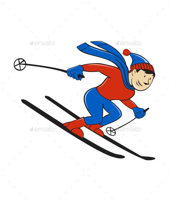 GraphicRiver Skier Skiing Side Isolated Cartoon 11631047 GraphicRiver Skier Skiing Side Isolated Cartoon 11631047