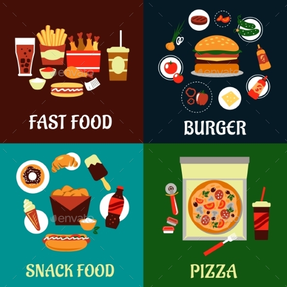 GraphicRiver Fast Food and Takeaway Flat Icons 11638477 GraphicRiver Fast Food and Takeaway Flat Icons 11638477