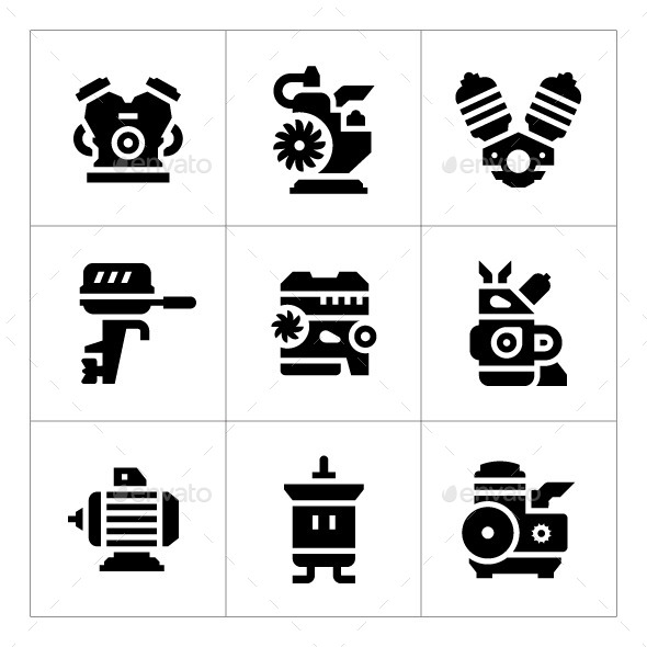 GraphicRiver Set Icons of Motor and Engine 11639404 GraphicRiver Set Icons of Motor and Engine 11639404