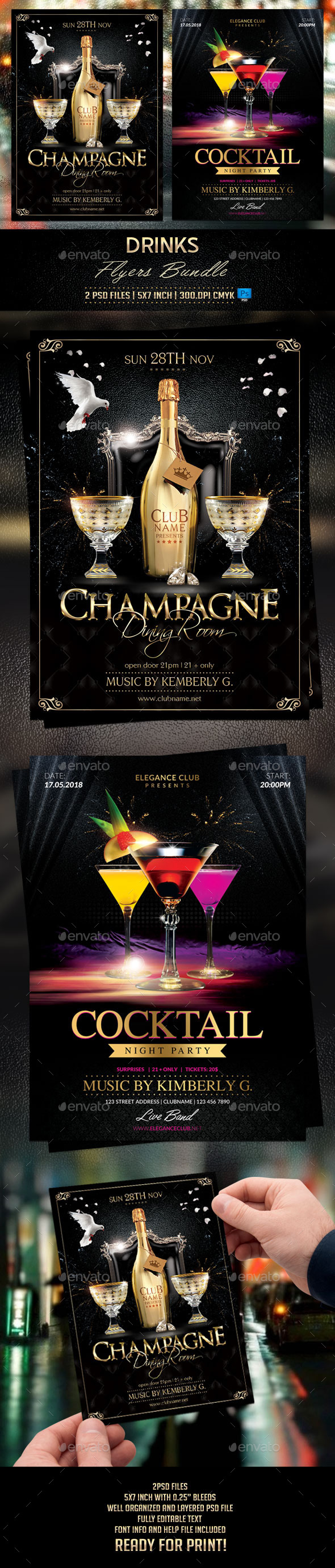 GraphicRiver Drinks Flyers Bundle 11641716 GraphicRiver Drinks Flyers Bundle 11641716
